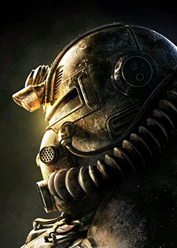 Displate – Metallposter - Magnet-Montage - Fallout - Fallout 76 Key Art - T51 Helmet - Größe L - 67,5x48cm von Displate