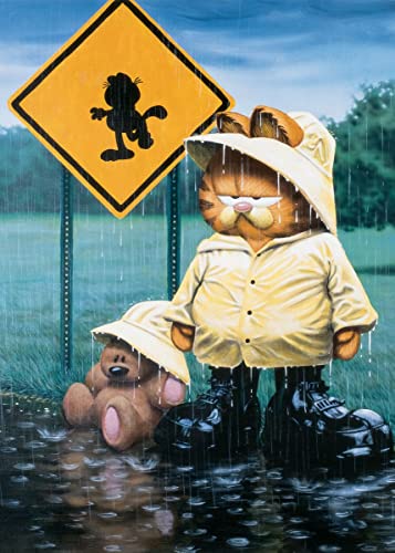 Displate - Metallposter - Magnet-Montage - Garfield - Garfield Realistic - Walking In The Rain - Größe M - 32x45cm Matt von Displate
