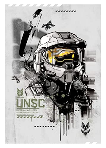 Displate - Metallposter - Magnet-Montage - Halo Game - Halo Graphics - Master Chief Helmet - Größe L - 67,5x48cm Matt von Displate