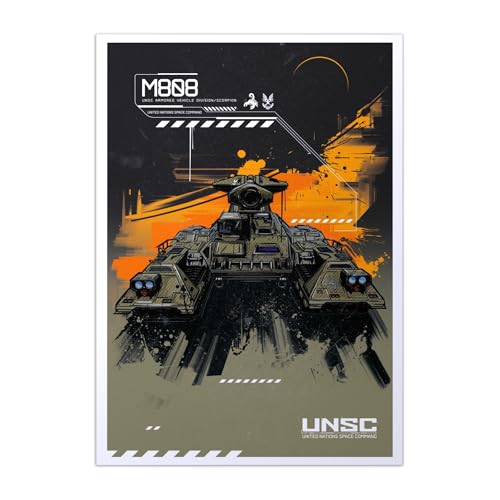 Displate - Metallposter - Magnet-Montage - Halo Game - Halo Graphics - Scorpion Tank - Größe M - 32x45cm Matt von Displate