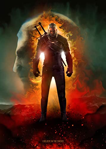 Displate – Metallposter - Magnet-Montage - Witcher 3 - Main Characters - Geralt of Rivia - Größe L - 67,5x48cm von Displate