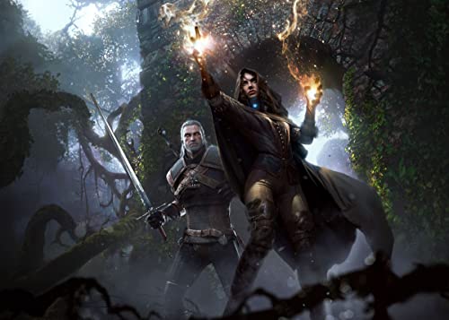 Displate – Metallposter - Magnet-Montage - Witcher 3 - Wild Hunt Characters Horizontal - Yennefer and Geralt - Größe M - 32x45cm von Displate