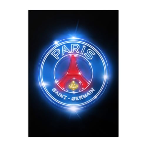 Displate – Metallposter - Magnet Mounted - Paris Saint-Germain - Crests - Paris Saint-Germain Neon 45 cm x 32 cm von Displate