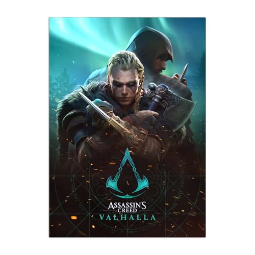 Displate Offiziell Assassin's Creed MetallPoster Magnetische Befestigung Inklusive Lizenziert Bilder Hochwertiges PosterAssassin's Creed Valhalla Key Arts - Valhalla Characters 45 cm x 32 cm von Displate