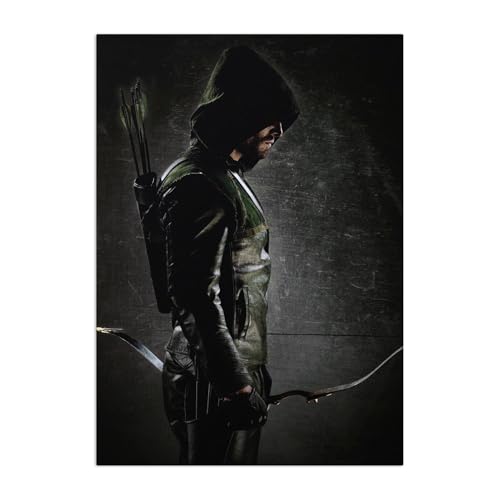 Displate Offiziell DC Comics MetallPoster Magnetische Befestigung Inklusive Lizenziert Bilder Hochwertiges Poster Arrow TV Series Key Arts - Arrow in the shadow 45 cm x 32 cm von Displate