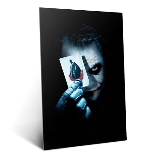 Displate Offiziell DC Comics MetallPoster Magnetische Befestigung Inklusive Lizenziert Bilder Hochwertiges Poster The Dark Knight - Joker with Batman card 67.5 cm x 48 cm von Displate