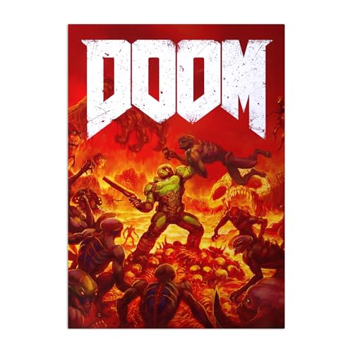Displate Offiziell DOOM MetallPoster Magnetische Befestigung Inklusive Lizenziert Bilder Hochwertiges Poster Demonic Forces Logo 67.5 cm x 48 cm von Displate