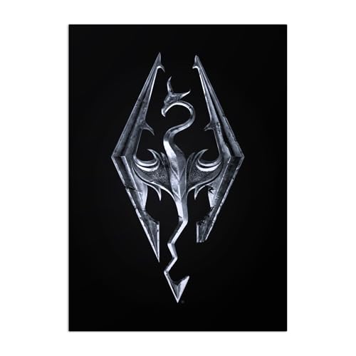 Displate Offiziell Elder Scrolls Skyrim MetallPoster Magnetische Befestigung Inklusive Lizenziert Bilder Hochwertiges Poster Skyrim Key Art - Skyrim Symbol Poster 45 cm x 32 cm von Displate