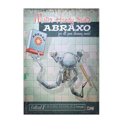 Displate Offiziell Fallout MetallPoster Magnetische Befestigung Inklusive Lizenziert Bilder Hochwertiges Poster Fallout 3 Ads - Abraxo 45 cm x 32 cm von Displate