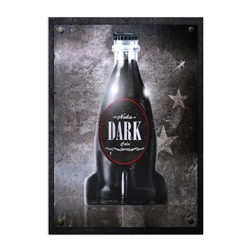 Displate Offiziell Fallout MetallPoster Magnetische Befestigung Inklusive Lizenziert Bilder Hochwertiges Poster Nuka Cola Flavours - Nuka Cola Dark 45 cm x 32 cm von Displate