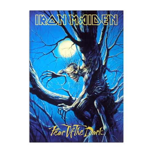 Displate Offiziell Iron Maiden MetallPoster Magnetische Befestigung Inklusive Lizenziert Bilder Hochwertiges Poster Fear of the Dark 67.5 cm x 48 cm von Displate