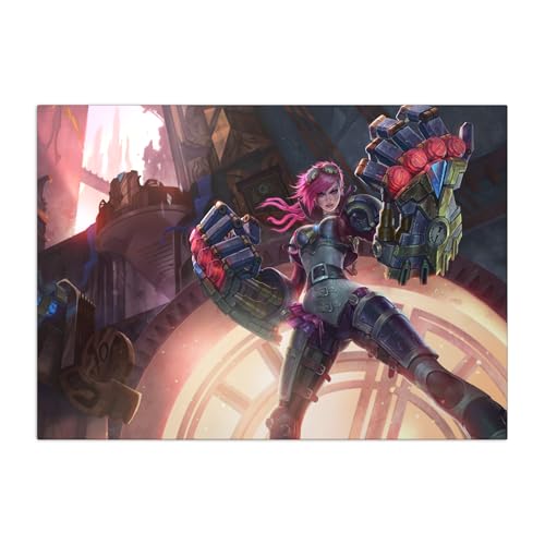 Displate Offiziell League of Legends MetallPoster Magnetische Befestigung Inklusive Lizenziert Bilder Hochwertiges Poster League of Legends Splash Art - Vi Horizontal 45 cm x 32 cm von Displate