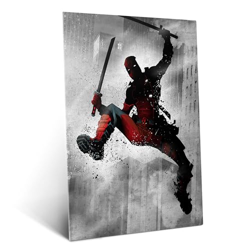 Displate Offiziell Marvel MetallPoster Magnetische Befestigung Inklusive Lizenziert Bilder Hochwertiges Poster Marvel Dark Edition - Deadpool Poster 67.5 cm x 48 cm von Displate