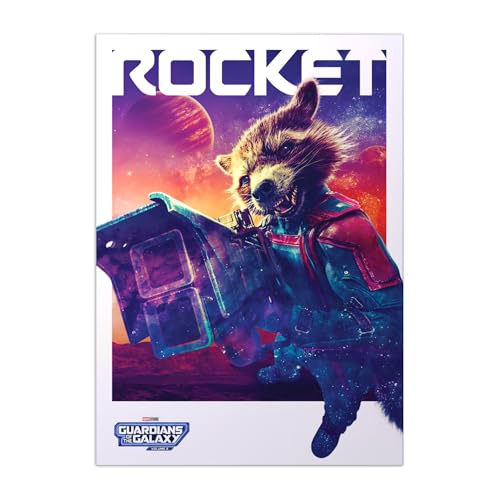 Displate Offiziell Marvel MetallPoster Magnetische Befestigung Inklusive Lizenziert Bilder Hochwertiges Poster Rocket Marvel Poster 45 cm x 32 cm von Displate