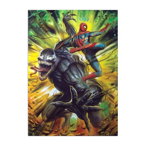Displate Offiziell Marvel MetallPoster Magnetische Befestigung Inklusive Lizenziert Bilder Hochwertiges Poster Venom - Venom vs Spider-Man 67.5 cm x 48 cm von Displate