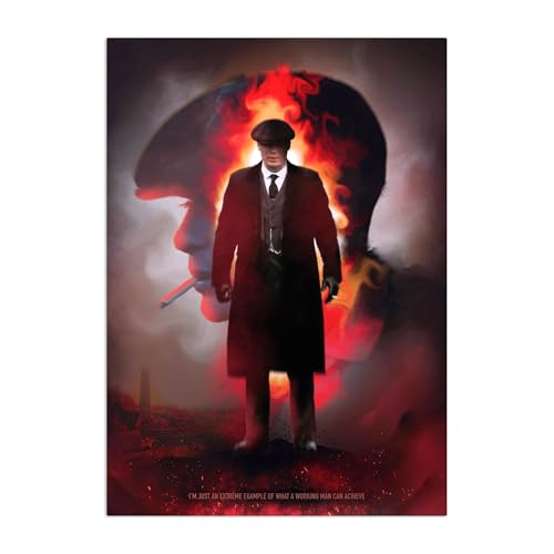 Displate Offiziell Peaky Blinders MetallPoster Magnetische Befestigung Inklusive Lizenziert Bilder Hochwertiges Poster Main Characters - Thomas Shelby Working Man Poster 67.5 cm x 48 cm von Displate