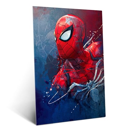 Displate Offiziell Spiderman MetallPoster Magnetische Befestigung Inklusive Lizenziert Bilder Hochwertiges Poster Webhead Poster 45 cm x 32 cm von Displate