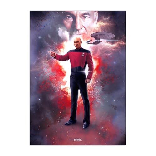 Displate Offiziell Star Trek MetallPoster Magnetische Befestigung Inklusive Lizenziert Bilder Hochwertiges Poster Main Characters Captain Picard Poster 45 cm x 32 cm von Displate