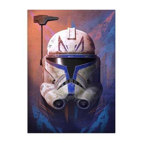 Displate Offiziell Star Wars MetallPoster Magnetische Befestigung Inklusive Lizenziert Bilder Hochwertiges Poster Star Wars - Clone Wars Helmets - Captain Rex Poster 45 cm x 32 cm von Displate