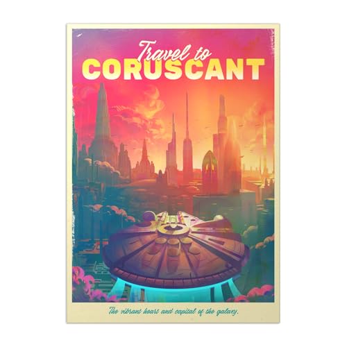 Displate Offiziell Star Wars MetallPoster Magnetische Befestigung Inklusive Lizenziert Bilder Hochwertiges Poster Star Wars - Iconic Vehicles - Coruscant Poster 67.5 cm x 48 cm von Displate
