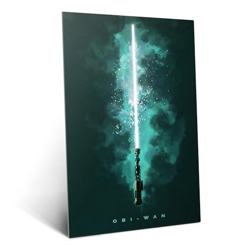 Displate Offiziell Star Wars MetallPoster Magnetische Befestigung Inklusive Lizenziert Bilder Hochwertiges Poster Star Wars - Lightsabers - Obi-Wan Poster 45 cm x 32 cm von Displate