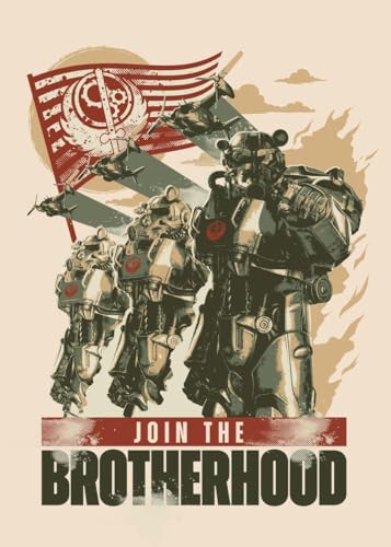 Displate - Poster aus Metal - Fallout Series - Retro Posters - Join the Brotherhood! - Größe L - 67,5x48cm Matt von Displate