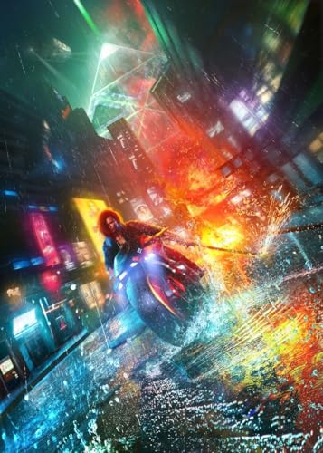 Displate - Poster aus Metal - WALL ART - Cyberpunk 2077 - Phantom Liberty by Valeriia Speeding Through Dogtown - Größe M - 32x45cm Matt von Displate