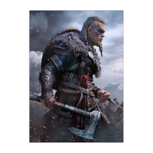 Displate Offiziell Assassin's Creed MetallPoster Magnetische Befestigung Inklusive Lizenziert Bilder Hochwertiges PosterAssassin's Creed Valhalla Key Arts - Key Art Valhalla 45 cm x 32 cm von Displate