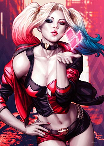 Displate - Poster aus Metall - Einfache Montage ohne Bohren - DC Comics - Harley Quinn - Mad Love - Größe L - 67,5x48cm Matt von Displate