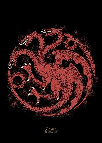 Displate - Poster aus Metall - Einfache Montage ohne Bohren - Game of Thrones - Black Sigils - Targaryen Black Sigil - Größe M - 32x45cm Matt von Displate