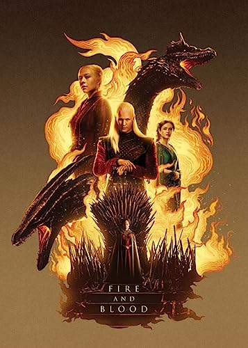 Displate - Poster aus Metall - Einfache Montage ohne Bohren - House of the Dragon - Graphics - Fire and Blood - Größe M - 32x45cm Matt von Displate