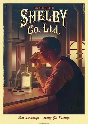 Displate - Poster aus Metall - Magnet-Montage - Peaky Blinders - Illustrations - Shelby Gin Distillery - Größe L - 67,5x48cm Matt von Displate