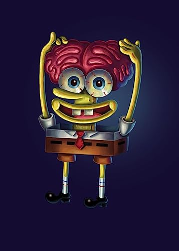 Displate - Poster aus Metall - Magnet-Montage - SpongeBob SquarePants - Halloween Painted - Spongebob Brain Halloween - Größe M - 32x45cm Matt von Displate