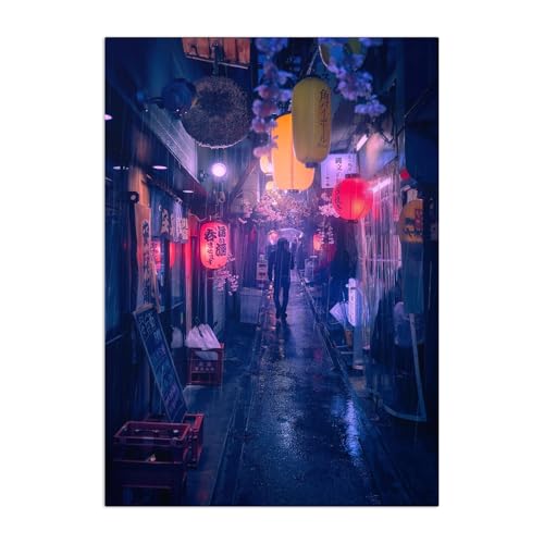 Displate - Poster aus Metall - Magnet-Montage - World Class Photos - Architecture Photography - Tokyo in the rain 67.5 cm x 48 cm von Displate