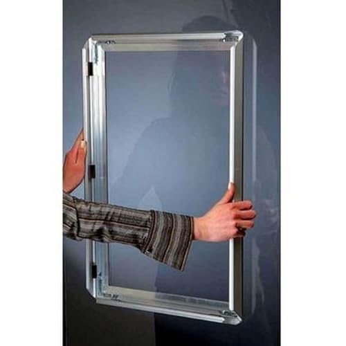 DisplayLager Fenster Alu Klapprahmen doppelseitig - A1 - Silber - 32mm - Plakat-Rahmen für Poster mit Anti-Reflex-Frontplatten von DisplayLager