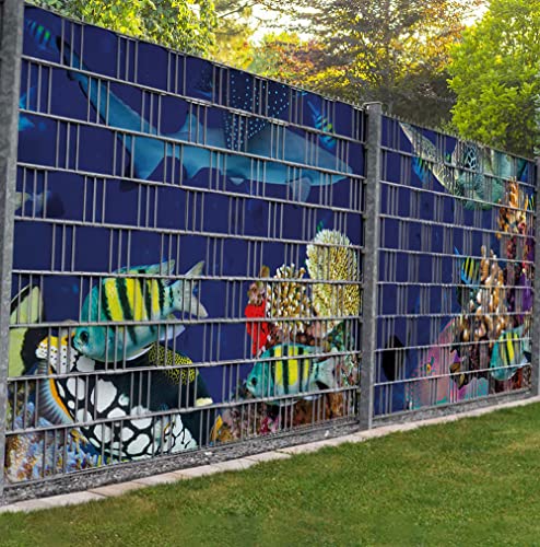 Displayhersteller MyMaxxi Zaunsichtschutz - Schnorcheltour - Sichtschutzstreifen für Doppelstabmattenzaun - Windschutz Sonnenschutz Blickdicht - Sichtschutz Garten Teil1-9 Streifen - 250x180cm von Displayhersteller