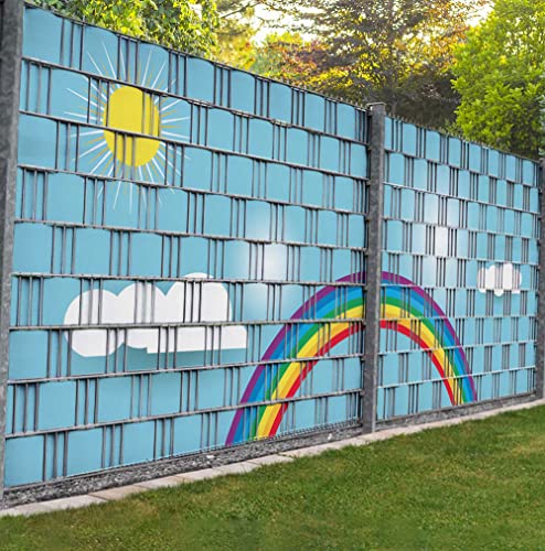 MyMaxxi Zaunsichtschutz - Regenbogen Vogel - Sichtschutzstreifen für Doppelstabmattenzaun - Windschutz Sonnenschutz Blickdicht - Sichtschutz Garten Teil1 + Teil2 - 9 Streifen - 500x180cm von Displayhersteller