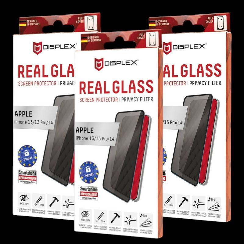 Displex Privacy Glass Displayschutzglas Apple I Phone 14/13/13 Pro 3 Stück B-Ware von Displex