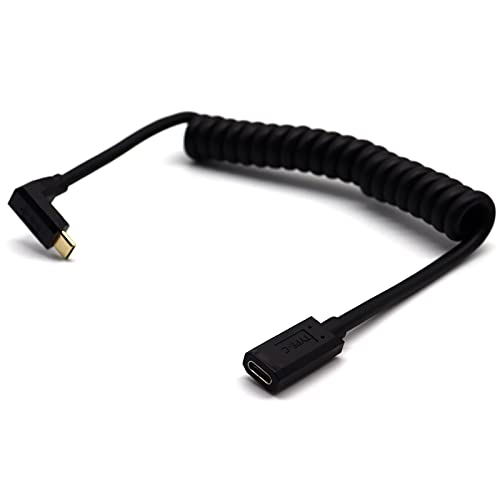 Disscool USB C 3.1 Schnelldaten-Ladekabel, USB 3.1 Buchse auf USB 3.1 Stecker, 90 Grad Winkel, Spiralkabel, Typ C Verlängerungskabel, kompatibel mit 4K Video/Notebook/Dock (1,2 m) von Disscool