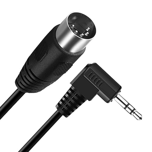 MIDI Din 5 Pin Stecker auf 90 Grad 3.5mm 1/8'' Stecker TRS Stereo Jack Audio Kabel, Discool 5 Pin DIN Kabel für Lautsprecher, Verstärker, Mixe, MIDI Keyboard(0.5M/1.7FT) von Disscool