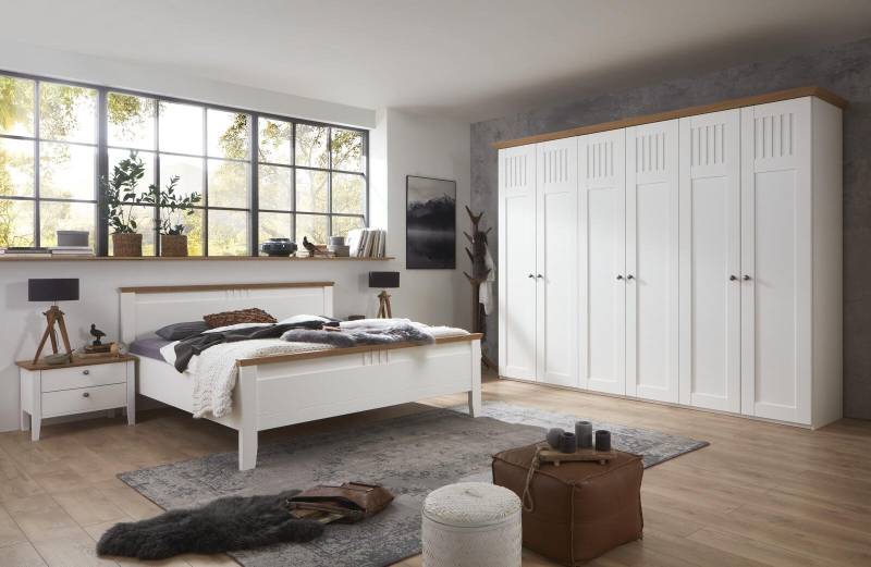 Disselkamp Schlafzimmer Castellino in Lack weiß/Wildeiche. ca. 180 x 200 cm von Disselkamp