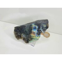 41Lh Labradorit Kristall Halbpolierte Scheibe von DistinctionCrystals