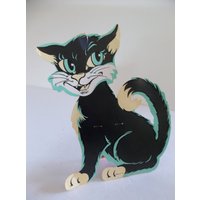 Schwarze Katze Gestanzt Beistle Co Stand Vintage Halloween Retro 1950-1960 von DistinctiveByDesign