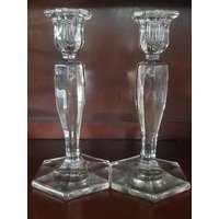 Vintage Kristall Kerzenhalter Mit Sechseckiger Basis von DistinctiveVintageCo