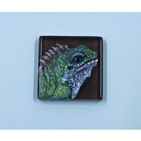 Leguan Handbemalte Glasfliesen 7/8" X Magnet von DistortedReCreations