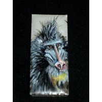 Mandrill Handbemalte Ton Fliese 7/8" X 1 Magnet von DistortedReCreations