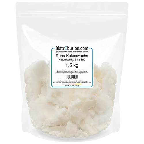 1,5 kg - Rapswachs & Kokoswachs Naturewax® Elite 600, in handlicher Verpackung - Helles Beigefarbenes Wachs - Kerzenwachs perfekt geeignet zum gießen von eignen Kerzen - 1,5 kg - Rapswachs & Kokoswachs Naturewax® Elite 600, in handlicher Verpackung - Helles Beigefarbenes Wachs - Kerzenwachs perfekt geeignet zum gießen von eignen Kerzen - von DistrEbution