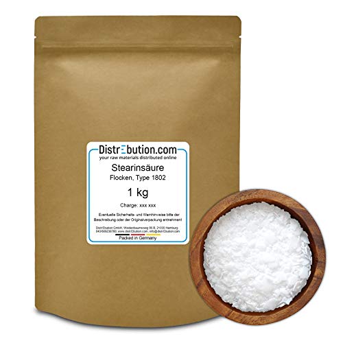 1 kg Stearin in Flocken, für die Herstellung von kristallinen Kerzen, Type 1802 Stearinsäure - Kerzenstearin von DistrEbution
