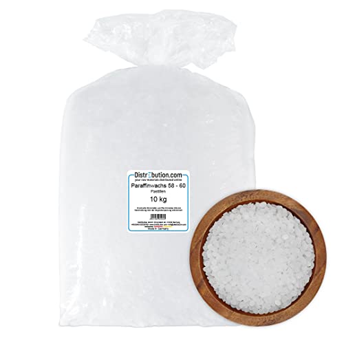 Paraffinwachs Pastillen 10kg Schmelzpunkt 58-60 °C Paraffin Kerzenwachs zum gießen von Kerzen - Made in Germany von DistrEbution.com