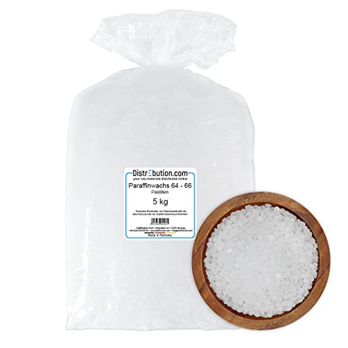5 kg Paraffinwachs 64-66 °C in Pastillen, Hochschmelzendes Wachs, vollraffiniertes Qualitätswachs in Pastillen für Kerzen & technische Anwendungen - MADE IN GERMANY von DistrEbution